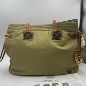 Dooney & Bourke Authenticated Victoria Handbag Olive Green pink Nylon Bag